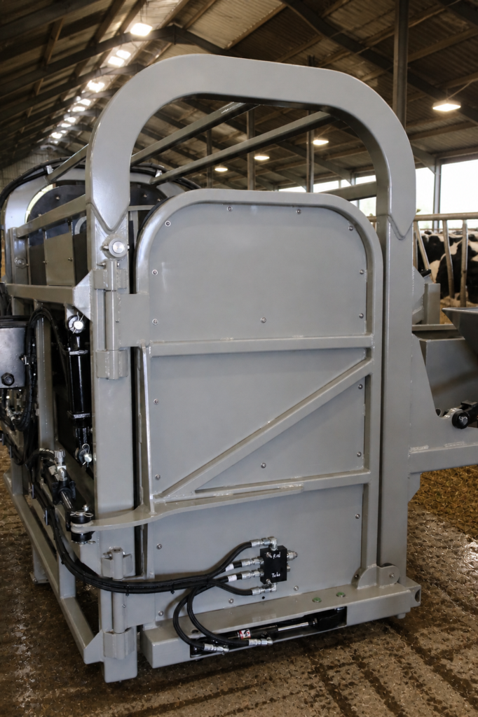 Hydraulic Rear Door on a Tuffy Tables Hoof Trimming Chute